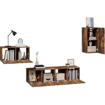 vidaXL 4-teiliges Wand-TV-Set in Räuchereiche vidaXL 4-teiliges Wand-TV-Set in Räuchereiche