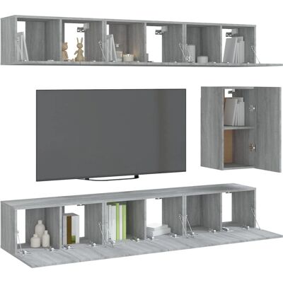 vidaXL Malli 3120312 - 7-osainen Grå Sonoma Seinään Asennettava TV-Setti vidaXL Malli 3120312 - 7-osainen Grå Sonoma Seinään Asennettava TV-Setti