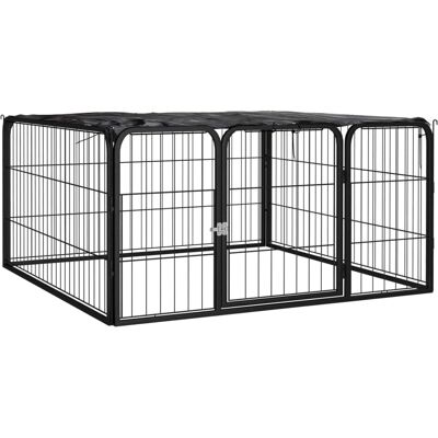 vidaXL Enclos pour chiens 4 panneaux noir - 100x50 cm - Acier - Publicité vidaXL Enclos pour chiens 4 panneaux noir - 100x50 cm - Acier - Publicité