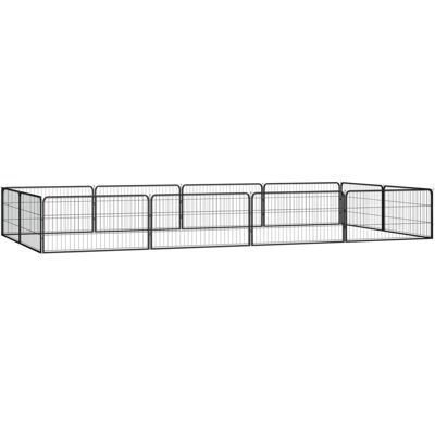 Enclos pour chiens vidaXL - 4 panneaux noir acier - Cage pour chiens - Publicité Enclos pour chiens vidaXL - 4 panneaux noir acier - Cage pour chiens - Publicité