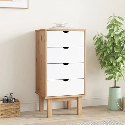 vidaXL Braun Weiß Skandinavischer Kiefernschrank - Schubladenschrank vidaXL Braun Weiß Skandinavischer Kiefernschrank - Schubladenschrank