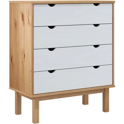 vidaXL Braun Weiß Massives Kiefernholz Schubladenschrank - Aufbewahrung vidaXL Braun Weiß Massives Kiefernholz Schubladenschrank - Aufbewahrung