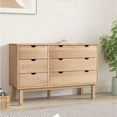 vidaXL Holz-Kiefernschubladenschrank - 6 Schubladen, Stabiler Rahmen, Rustikaler Look vidaXL Holz-Kiefernschubladenschrank - 6 Schubladen, Stabiler Rahmen, Rustikaler Look