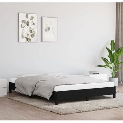Maisonchic Schwarzes Stoffbettgestell - 140x200 cm - Bett Maisonchic Schwarzes Stoffbettgestell - 140x200 cm - Bett