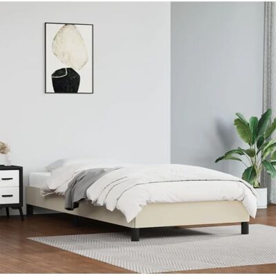 vidaXL krémszínű műbőr ágykeret 90 x 200 cm - bed frame vidaXL krémszínű műbőr ágykeret 90 x 200 cm - bed frame