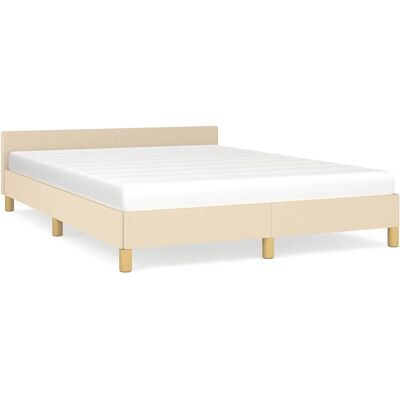 vidaXL Bettgestell - Creme - Sperrholzstütze - Robuster Stoff vidaXL Bettgestell - Creme - Sperrholzstütze - Robuster Stoff
