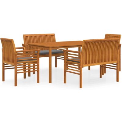 Maisonchic - Ude-spisegruppen 5 dele med puder - Træ - Holdbar & Stilig Maisonchic - Ude-spisegruppen 5 dele med puder - Træ - Holdbar & Stilig