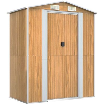 vidaXL Cobertizo de Jardín Color Marrón Claro Acero Galvanizado - Cobertizo de Jardín vidaXL Cobertizo de Jardín Color Marrón Claro Acero Galvanizado - Cobertizo de Jardín