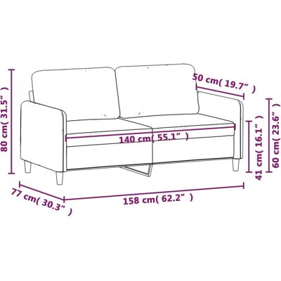 VIDAXL Hellgrauer Samt 2-Sitzer Sofa - Sofa VIDAXL Hellgrauer Samt 2-Sitzer Sofa - Sofa