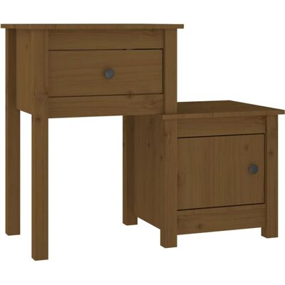 Mesita de noche de madera maciza de pino color miel - Mueble de noche Mesita de noche de madera maciza de pino color miel - Mueble de noche