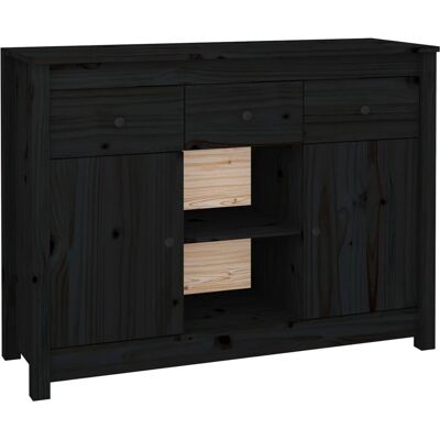 Buffet en bois massif de pin vidaXL - Noir - Rangement pour salon - Publicité Buffet en bois massif de pin vidaXL - Noir - Rangement pour salon - Publicité