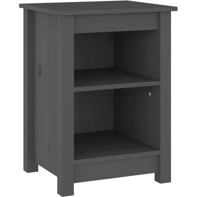vidaXL Mesita de Noche - Madera de Pino Maciza Gris vidaXL Mesita de Noche - Madera de Pino Maciza Gris