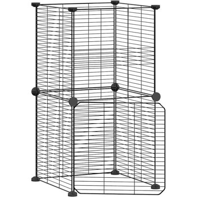 vidaXL Haustierkäfig Schwarz Stahl 8-Panel mit Tür vidaXL Haustierkäfig Schwarz Stahl 8-Panel mit Tür