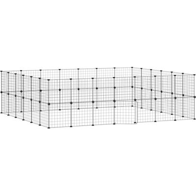 vidaXL Schwarzer Stahl Haustierkäfig mit 52 Paneelen - Sichere Kleintierbox vidaXL Schwarzer Stahl Haustierkäfig mit 52 Paneelen - Sichere Kleintierbox