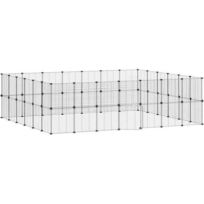 vidaXL Haustierkäfig Schwarz 52-Panel mit Tür - Tierkäfig vidaXL Haustierkäfig Schwarz 52-Panel mit Tür - Tierkäfig
