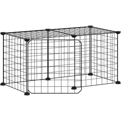 vidaXL 8-Panel Pet Cage Schwarz Stahl für Kleintiere - Haustierkäfig vidaXL 8-Panel Pet Cage Schwarz Stahl für Kleintiere - Haustierkäfig