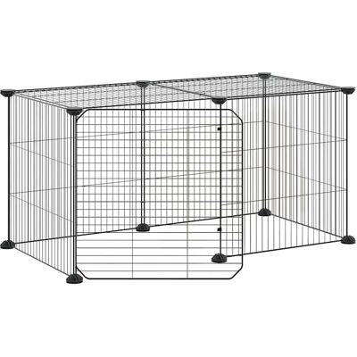 vidaXL 8-Panel Haustierkäfig mit Tür Schwarz Stahl vidaXL 8-Panel Haustierkäfig mit Tür Schwarz Stahl
