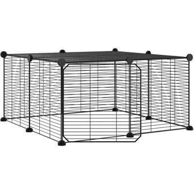vidaXL 12-Panel Haustierkäfig mit Tür Schwarz Stahl - Haustierart vidaXL 12-Panel Haustierkäfig mit Tür Schwarz Stahl - Haustierart