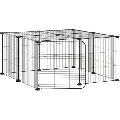vidaXL 12-Panel Haustierkäfig mit Tür Schwarz Stahl - Haustierart vidaXL 12-Panel Haustierkäfig mit Tür Schwarz Stahl - Haustierart