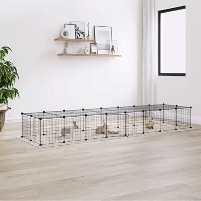 vidaXL Haustierkäfig mit Tür Schwarz Stahl 36-Panel vidaXL Haustierkäfig mit Tür Schwarz Stahl 36-Panel