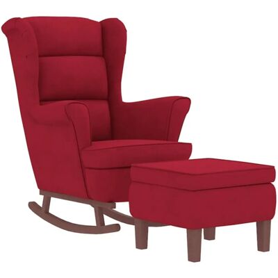 Vidaxl Fauteuil met Ottoman - Fluweel, Bordeauxrood, Model 225303 Vidaxl Fauteuil met Ottoman - Fluweel, Bordeauxrood, Model 225303