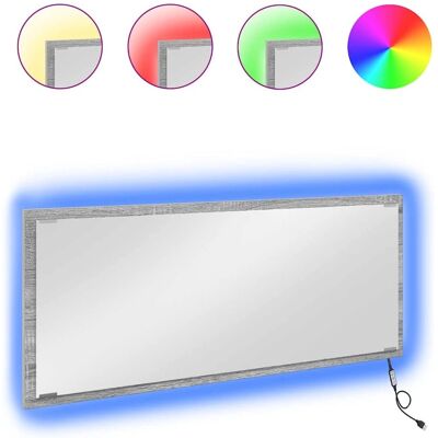 vidaXL Graues Sonoma Holz Badspiegel mit LED-Licht - Spiegel vidaXL Graues Sonoma Holz Badspiegel mit LED-Licht - Spiegel
