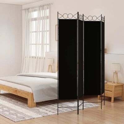 vidaXL Černý 160x200 cm 4-Panel Dělící stěna z látky vidaXL Černý 160x200 cm 4-Panel Dělící stěna z látky