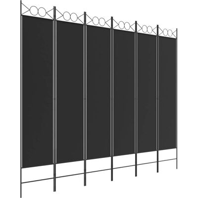 vidaXL 6-Panel Dělící stěna látková černá 240x200 cm - Dělící stěna vidaXL 6-Panel Dělící stěna látková černá 240x200 cm - Dělící stěna