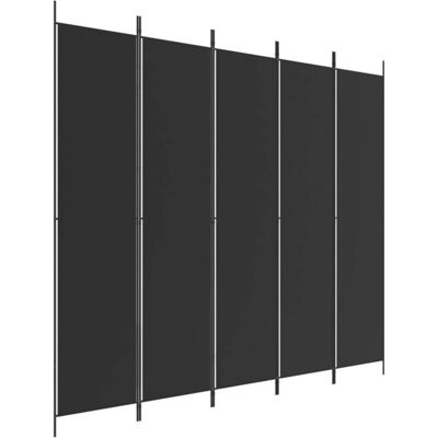 vidaXL Black 250x220 cm Multi-Panel Room Divider Fabric Privacy Screen vidaXL Black 250x220 cm Multi-Panel Room Divider Fabric Privacy Screen