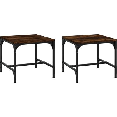 vidaXL Beistelltisch 2er Set Rauch Eiche - Beistelltisch vidaXL Beistelltisch 2er Set Rauch Eiche - Beistelltisch
