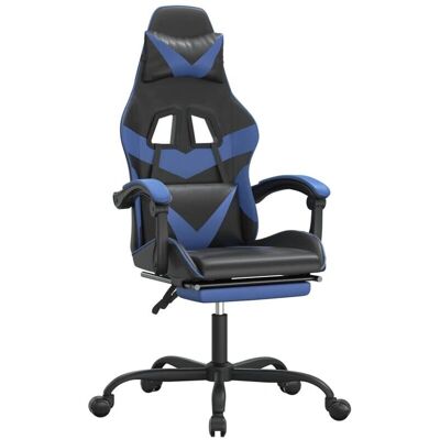 vidaXL Gaming-Stuhl - Verstellbar Blau Leder Drehbar mit Fußstütze vidaXL Gaming-Stuhl - Verstellbar Blau Leder Drehbar mit Fußstütze