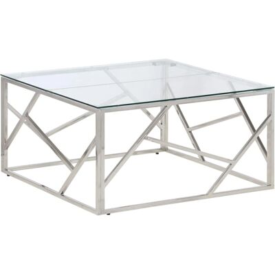 Table basse vidaXL - Acier inoxydable, verre - 80x80x40cm - Table de salon Table basse vidaXL - Acier inoxydable, verre - 80x80x40cm - Table de salon