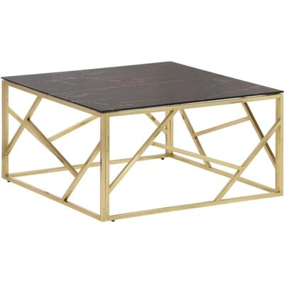 VidaXL Gold Stainless Steel and Tempered Glass Coffee Table - Coffee Table VidaXL Gold Stainless Steel and Tempered Glass Coffee Table - Coffee Table