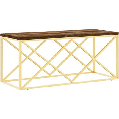 vidaXL 349966 Gold Recyceltes Holz Edelstahl Couchtisch vidaXL 349966 Gold Recyceltes Holz Edelstahl Couchtisch