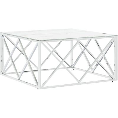 vidaXL 349971 Sølv rustfrit stål glas sofabord - Sidebord vidaXL 349971 Sølv rustfrit stål glas sofabord - Sidebord