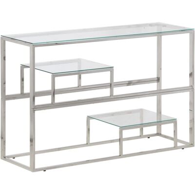 MAISONCHIC - Konsolbord Sølv Rustfrit Stål Temperet Glas MAISONCHIC - Konsolbord Sølv Rustfrit Stål Temperet Glas