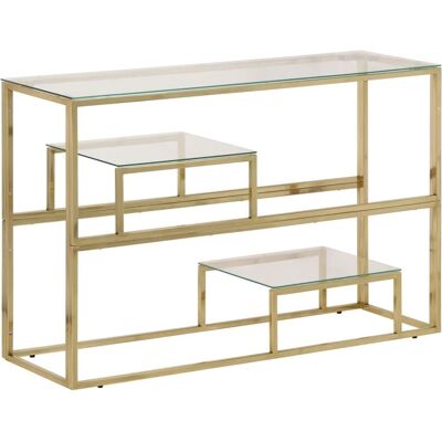vidaXL Guld Rustfrit Stål og Temperet Glas Konsolbord - Sidebord vidaXL Guld Rustfrit Stål og Temperet Glas Konsolbord - Sidebord