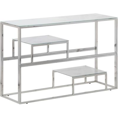 vidaXL Hopeasinkissä Stainless Steel ja Tempered Glass Konsolipöytä - Konsolityyppi vidaXL Hopeasinkissä Stainless Steel ja Tempered Glass Konsolipöytä - Konsolityyppi