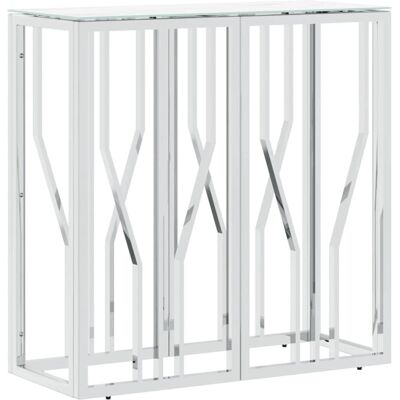 vidaXL 70x30x70 cm Silbern Edelstahl Glas Konsole vidaXL 70x30x70 cm Silbern Edelstahl Glas Konsole