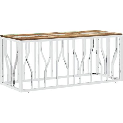 vidaXL 350056 Couchtisch Silber Edelstahl und recyceltes Holz - Kaffeetisch vidaXL 350056 Couchtisch Silber Edelstahl und recyceltes Holz - Kaffeetisch