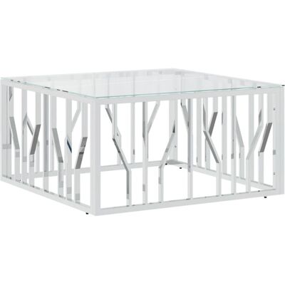 vidaXL Edelstahl- und Glastisch - 80x80x40 cm vidaXL Edelstahl- und Glastisch - 80x80x40 cm