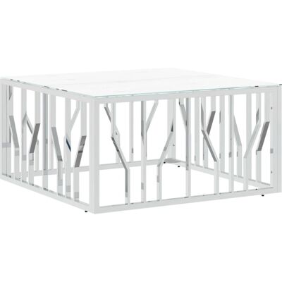 vidaXL Edelstahl Glas Couchtisch - 80x80x40 cm vidaXL Edelstahl Glas Couchtisch - 80x80x40 cm