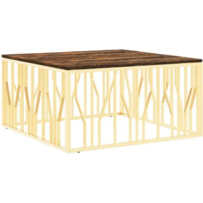 vidaXL Edelstahl Holz Tisch Gold - Beistelltisch vidaXL Edelstahl Holz Tisch Gold - Beistelltisch