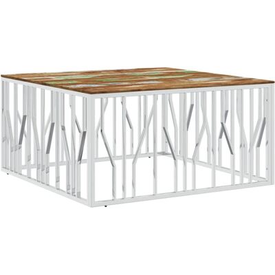 vidaXL Couchtisch - Modern, Silber Edelstahl & Recyceltes Holz - 350072 vidaXL Couchtisch - Modern, Silber Edelstahl & Recyceltes Holz - 350072