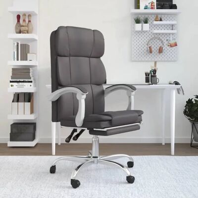 Silla de oficina reclinable gris vidaXL Silla de oficina reclinable gris vidaXL
