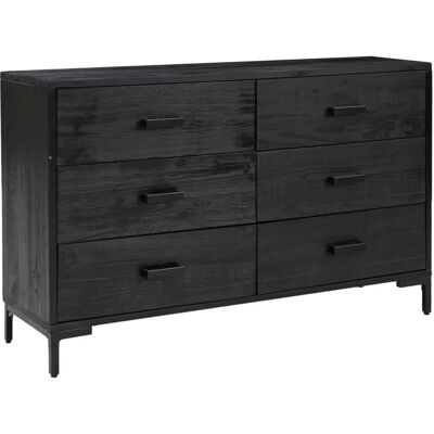 Buffet noir en bois massif de pin vidaXL - Meuble de salon - Publicité Buffet noir en bois massif de pin vidaXL - Meuble de salon - Publicité