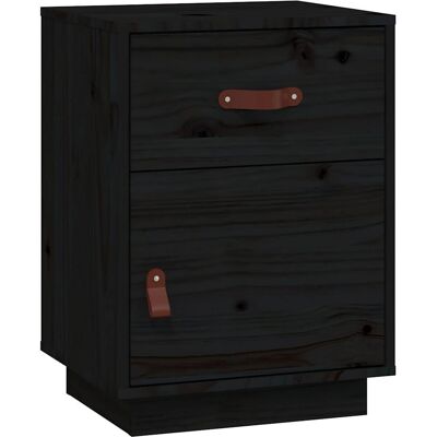 vidaXL Nachttisch Schwarz Massives Kiefernholz - Nachttisch vidaXL Nachttisch Schwarz Massives Kiefernholz - Nachttisch