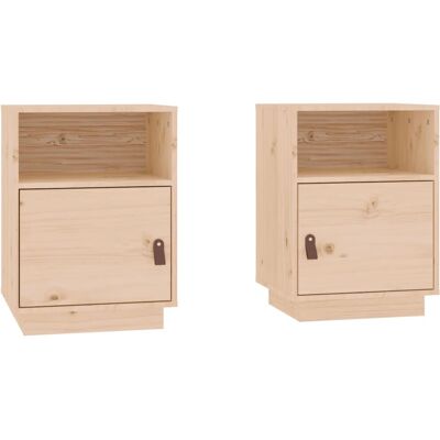 vidaXL Nachttisch - Massives Kiefernholz - 2 Stück Elegant vidaXL Nachttisch - Massives Kiefernholz - 2 Stück Elegant