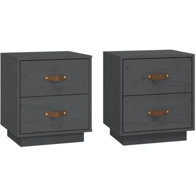 vidaXL 818330 Nachttisch - Massives Kiefernholz Grau vidaXL 818330 Nachttisch - Massives Kiefernholz Grau