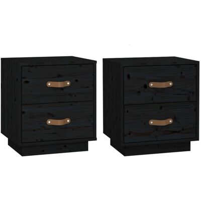 Set de 2 tables de nuit noires vidaXL, Bois de pin massif, 40x34x45cm - Publicité Set de 2 tables de nuit noires vidaXL, Bois de pin massif, 40x34x45cm - Publicité